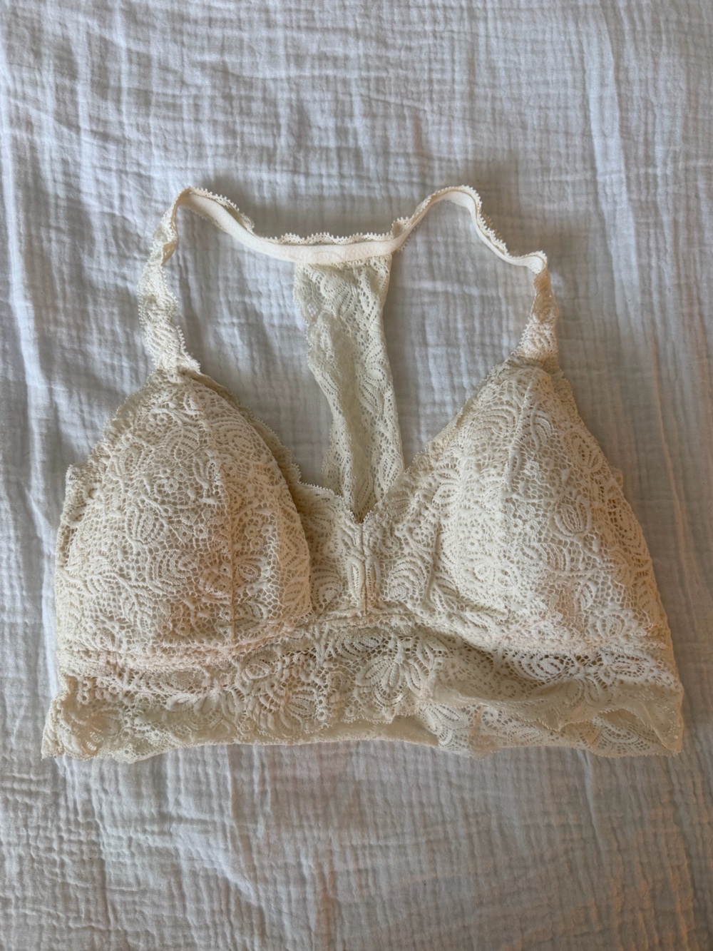 Auden Lace Racerback Bralette in Cream
